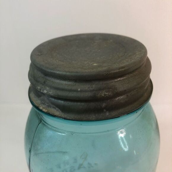 ball perfect mason jar dropped a number 4 with porcelain lined mason cap 1/2 gal - Picture 8 of 9